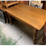 A Pine Farmhouse Table with Cutlery drawer (H 78 cm x W 152 cm x D 90 cm)