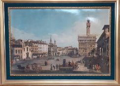 A pair of prints after Canaletto "La Piazza della Signoria a Firenze" together with "The Avenue at