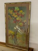 A 20th century Chinese school, A couple of whithe birds, mixed media, framed and glazed, (60x29