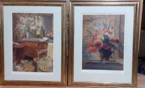 After Marthe Orant (1874-1957) French, a pair of lithographs depicting an interior and a still life,