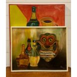 A pair of 20th century mixed media signed "Gulu", framed by the artist (62x52 cm largest). (2)