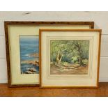 A pair of 20th century French school drawings, signed: 'M.Rigault" and 'P.Leiras', framed and