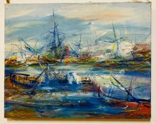 Yury Iosifovich Galetsky (b.1944) Russian, Ships at sea, signed and dated '91 lower right,