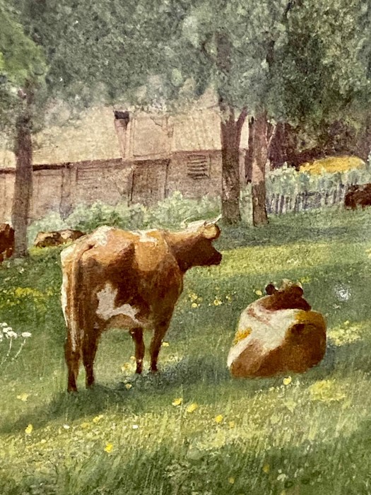 James Thomas Watts R.C.A., R.B.S.A. (1853-1930) British, 'View of a farm with cattle', signed - Image 3 of 3