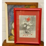 A pair of 20th century mixed media signed "Gulu", framed by the artist (65x49 cm largest). (2)