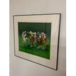 A 20th century English school, Horse race, illegibly signed and numbered 123/250, lithograph on wove