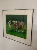 A 20th century English school, Horse race, illegibly signed and numbered 123/250, lithograph on wove