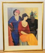 After Itzchak (Isaac) Tarkay (1935-2012) Yugoslav, "Waiting", coloured lithography, framed and