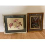 A pair of prints with floral compositions, framed and glazed, (27x36 cm largest). (2)