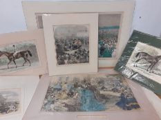 A collection of 19th century prints some hand coloured, depicting the Ascot races, comprising "The