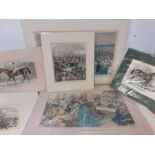 A collection of 19th century prints some hand coloured, depicting the Ascot races, comprising "The