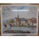 Jacques Bouyssou (1926-1997) French, "Le pont de Sens", a print signed and numbered 38/385, framed