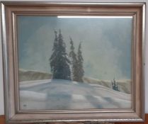 A 20th century Continental school, 'Winter landscape', signed with monogram 'AUB' lower left, with