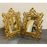 A pair of gilt framed free standing mirrors (30cm x 40cm)
