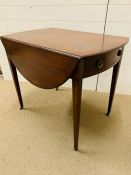 A mahogany occasional table with drop side and drawer to centre AF