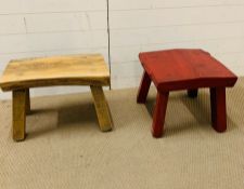 Two rustic wooden Stools