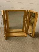 A pine dressing table mirror or toilet mirror