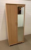 A modern single wardrobe with mirror to side (H187cm W80cm D53cm)