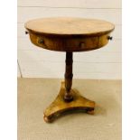 A William IV walnut drum table with segmented top (H69cm Dia 46cm