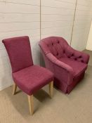 A Pierre Cronje button back bedroom chair along with a dressing table chair