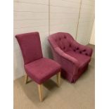 A Pierre Cronje button back bedroom chair along with a dressing table chair
