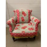A Victorian bedroom chair with cath kidson style upholstery (H73cm W68cm)