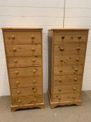 A Pair of Seven Drawer Pine Tallboys.(H120cm W50cm D38cm)