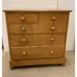 An Antique Pine two over three chest of drawers. (H101cm W100cm D49cm)