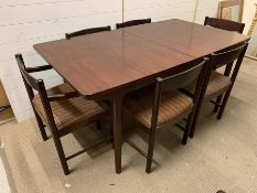 A McIntosh Mid Century Dining Table with four chairs and two carvers (160 cm (76 cm extension) x