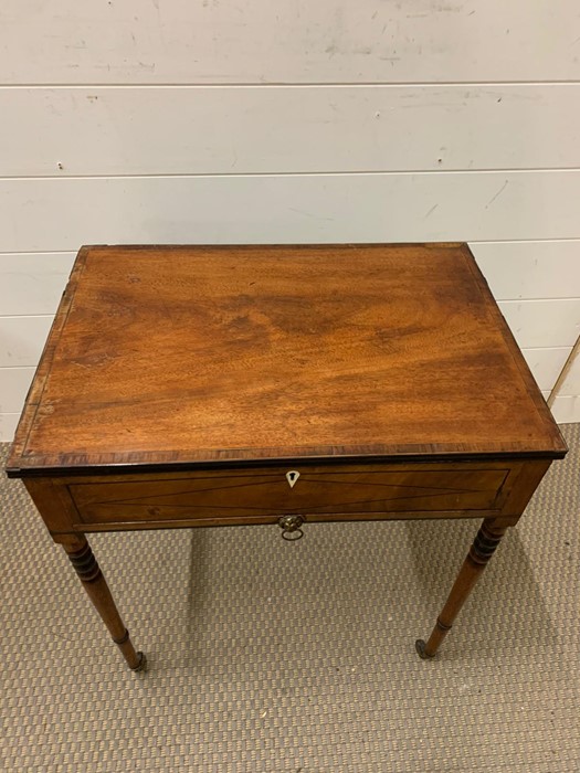 A Regency Ladies work box with concealed drawer, ebony lined. (H59cm W53cm D37cm) - Image 2 of 4