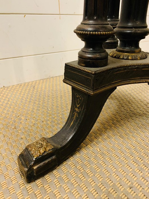 An ebonized and gilt revolving piano/music stool - Image 4 of 4