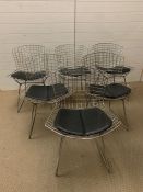 After Harry Bertoia - BE49 chair - An retro industrial set of six chrome wire formed metal mesh