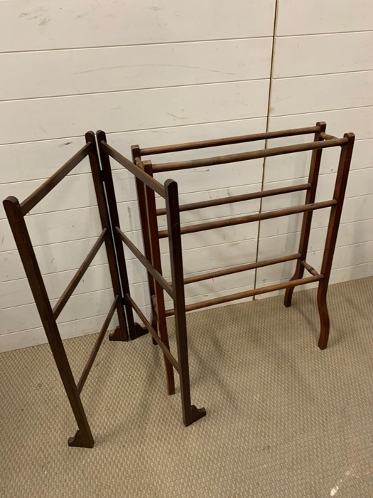 A mahogany towel rail and a mahogany clothes rail