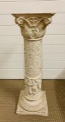 A White marble pedestal with neo classical scene (H 72cm)