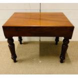A Commode stool with shaped pot on turned legs. (H 46 cm x D 37 cm x W 59 cm)