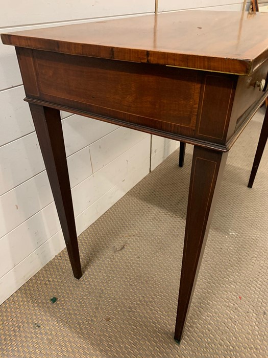 A Ladies writing desk with string inlay and ivory handles.(H74cm W92cm D45cm) - Image 5 of 5