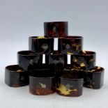 Twelve tortoiseshell napkin rings