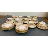 A selection Royal Worcester "Royal Garden" tea cups, side plates, milk jug, sugar bowl with floral