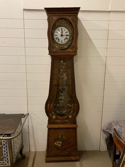 A long case clock with decorative tin plate inside (H220cm W51cm) - Image 6 of 7