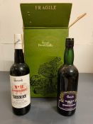 A Boxed case Harrods Rare Old Port and a Bottle No 11 Amontillado Sherry