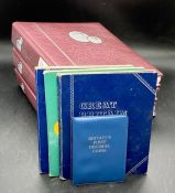 Three coins album books, and four coin folders, British pennies and other pre-decimal coins and some