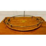 A Wooden brass tray (46 cm x 30 cm)