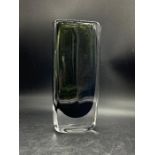 A incased green glass vase signed and numbered to base (Unknown) (H24cm W10cm)