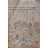 An INDIAN Udaipur school, partially coloured miniature depicting a Maharajah and a merchant, (24.