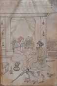 An INDIAN Udaipur school, partially coloured miniature depicting a Maharajah and a merchant, (24.