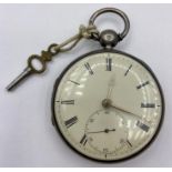 A Silver Pocket watch, hallmarked for 1815 Chester, case makers mark JLS & Co (Joseph Lewis Samuel &