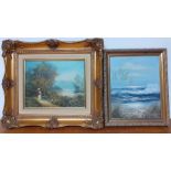 A pair of romantic paintings, signed and framed. (2)