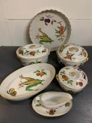 A selection of Royal Worchester "Evesham" tableware to include, fish dish, gravy boat etc