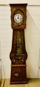 A long case clock with decorative tin plate inside (H220cm W51cm)