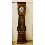 A long case clock with decorative tin plate inside (H220cm W51cm)